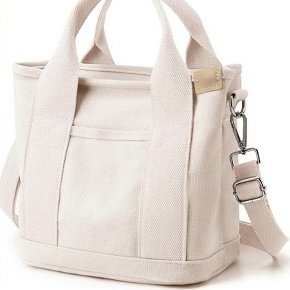 None Handbags - Canvas Shoulder Tote Bag in Cream